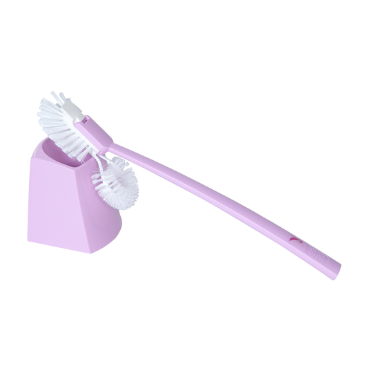 Kierrätysmuovinen wc-harja reunusharjalla - Roosa nauha