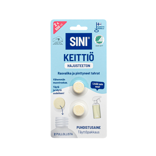 Hajusteeton keittiönpuhdistusaine, täyttöpakkaus – 2 tablettia