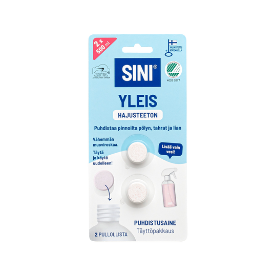 Hajusteeton yleispuhdistusaine, täyttöpakkaus – 2 tablettia