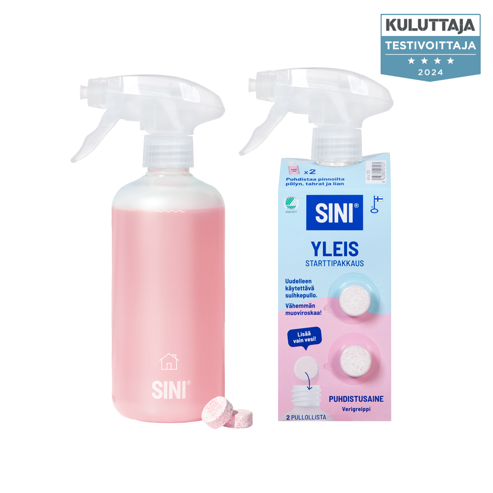 Yleispuhdistusaine, starttipakkaus – pullo + 2 tablettia