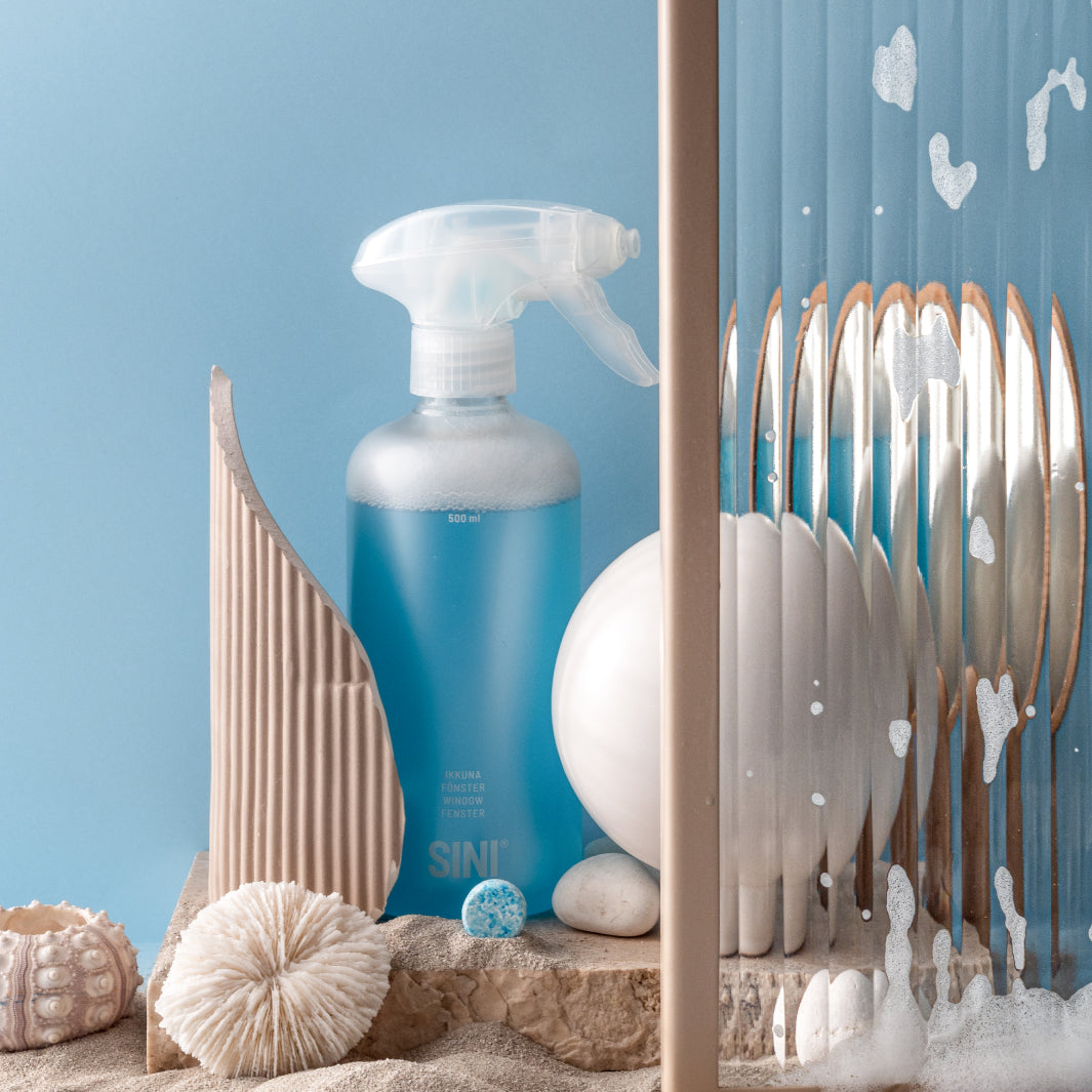 Ikkunanpuhdistusaine, starttipakkaus – pullo + 2 tablettia