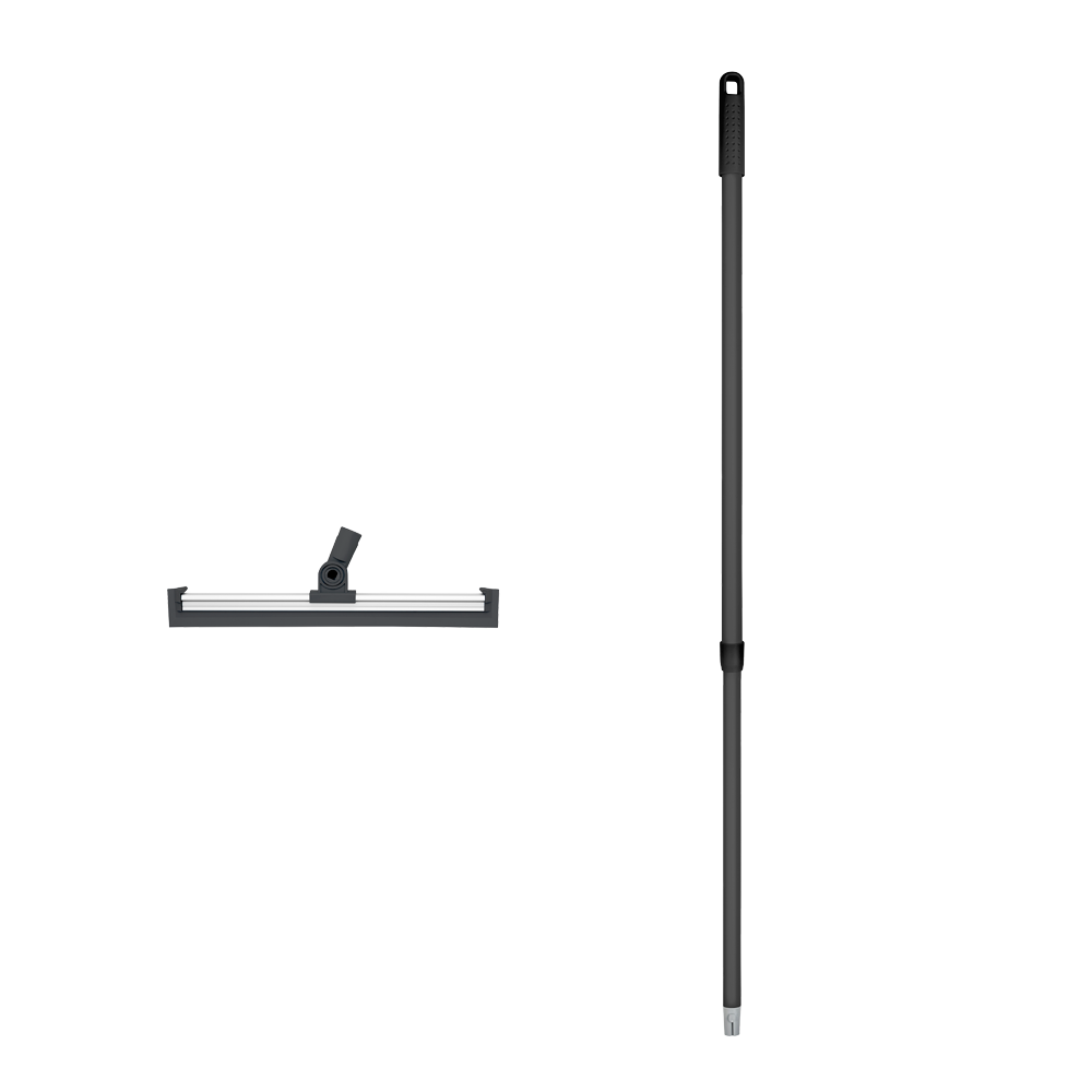 Teräväkuivain 35 cm - Lattialasta teleskooppivarrella musta