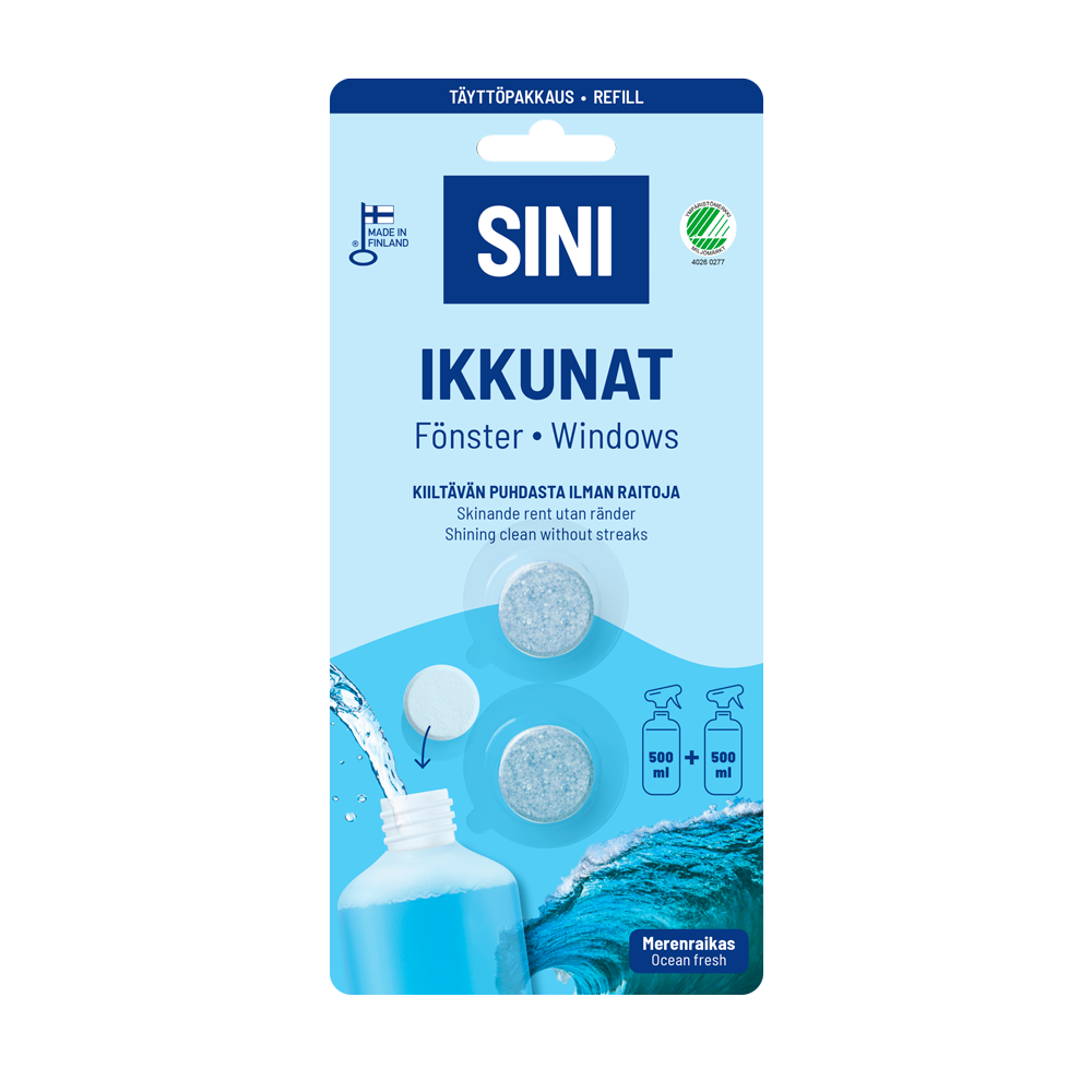 Ikkunanpuhdistusaine, täyttöpakkaus – 2 tablettia