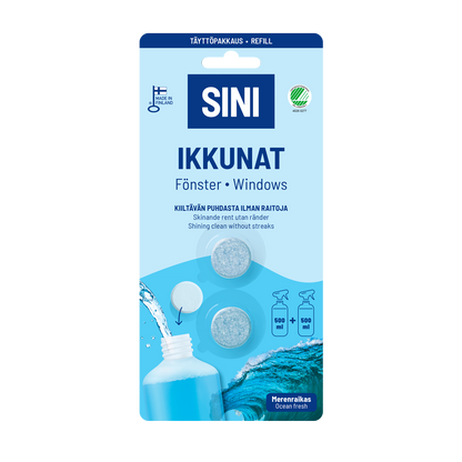 Ikkunanpuhdistusaine, täyttöpakkaus – 2 tablettia