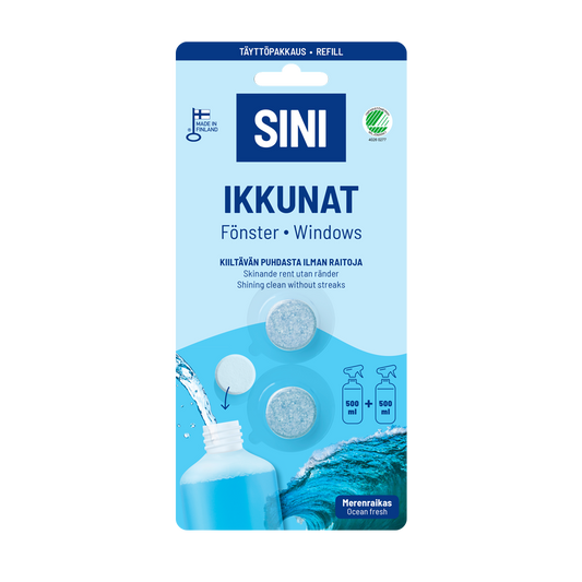 Ikkunanpuhdistusaine, täyttöpakkaus – 2 tablettia