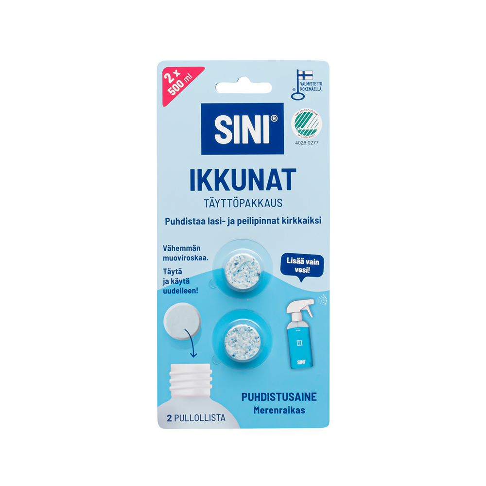 Ikkunanpuhdistusaine, täyttöpakkaus – 2 tablettia