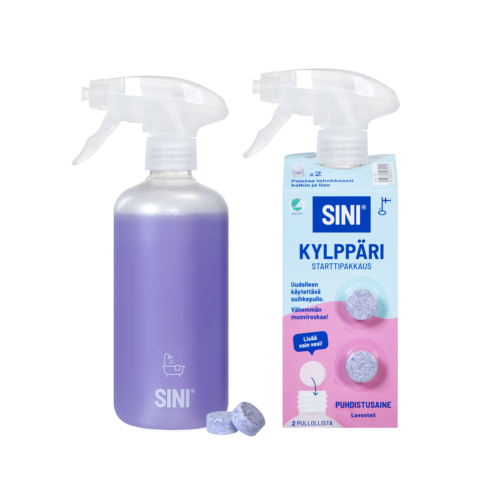 Kylppärinpuhdistusaine, starttipakkaus – pullo + 2 tablettia