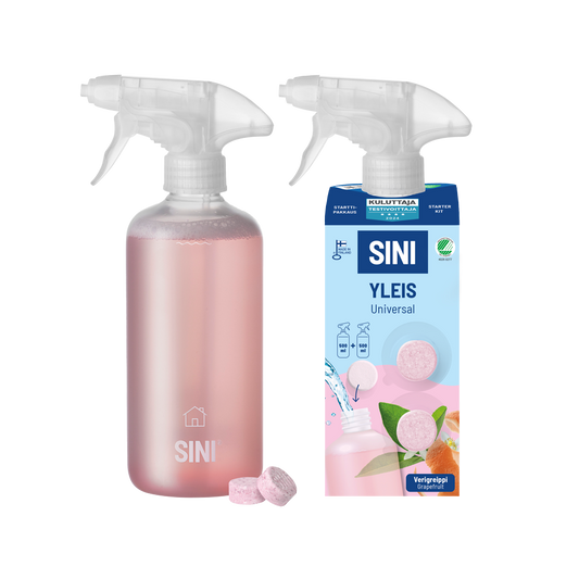 Yleispuhdistusaine, starttipakkaus – pullo + 2 tablettia