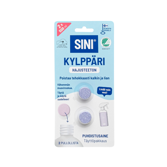 Hajusteeton kylppärinpuhdistusainetabletti, täyttöpakkaus – 2 tablettia