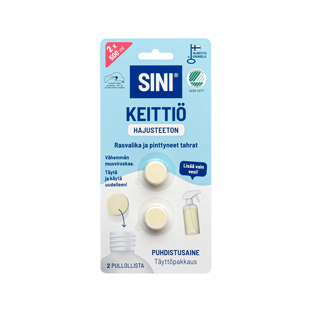 Hajusteeton keittiönpuhdistusaine, täyttöpakkaus – 2 tablettia